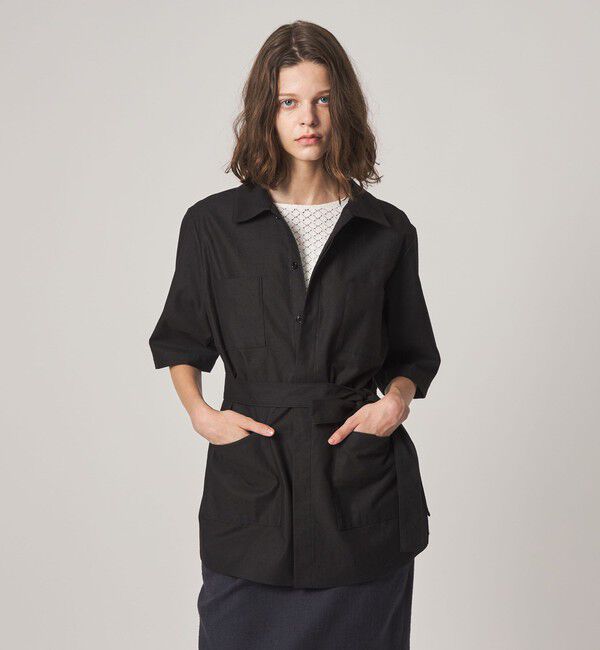 STEVEN ALAN「＜Steven Alan＞コットン サファリ シャツ」|シャツ・ブラウス|BLACK