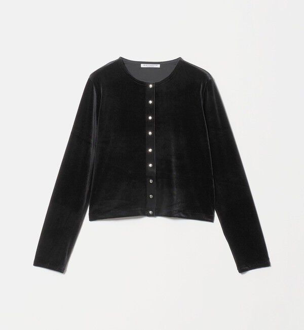 BEAUTY&YOUTH UNITED ARROWS「ベロア コンパクト カーディガン ウォッシャブル」|カーディガン|BLACK