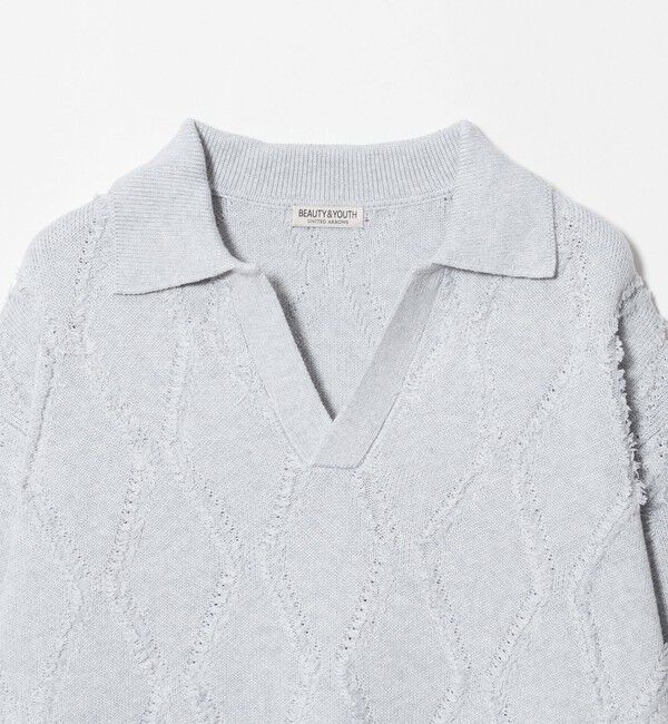 BEAUTY&YOUTH UNITED ARROWS「フリンジ パターン スキッパー ニット」|ニット・セーター|