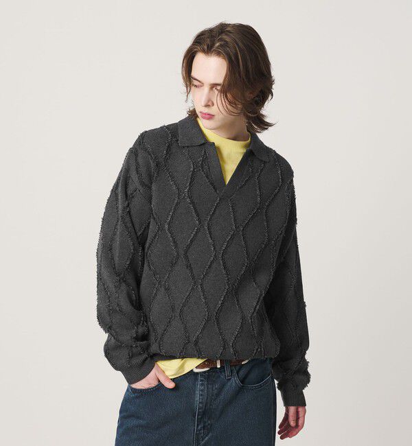 BEAUTY&YOUTH UNITED ARROWS「フリンジ パターン スキッパー ニット」|ニット・セーター|