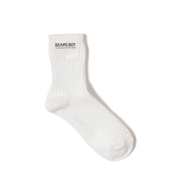 BEAMSBOY「1/2ソリッド リブ ソックス」|ソックス|WHITE