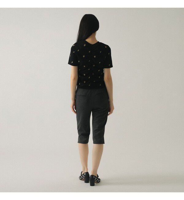 Ray BEAMS 「フラワー 刺繍 シャーリング Tシャツ / 26SS 花柄 洗える コンパクトTシャツ」|Tシャツ・カットソー|
