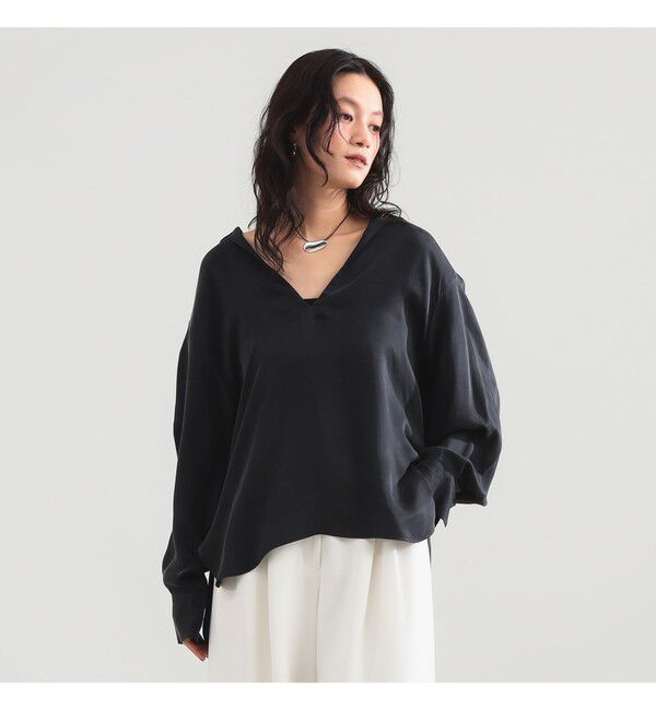 Demi-Luxe BEAMS 「キュプラ Vネック プルオーバーシャツ」|シャツ・ブラウス|