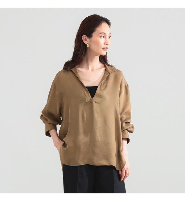 Demi-Luxe BEAMS 「キュプラ Vネック プルオーバーシャツ」|シャツ・ブラウス|