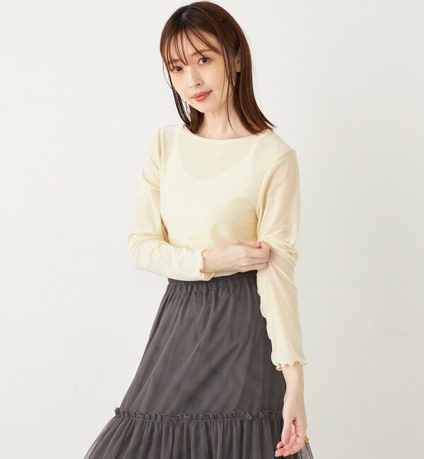 SHIPS Colors 「SHIPS Colors:〈手洗い可能〉メッシュ ポリエステルベロア クルーネック トップス◇」|Tシャツ・カットソー|