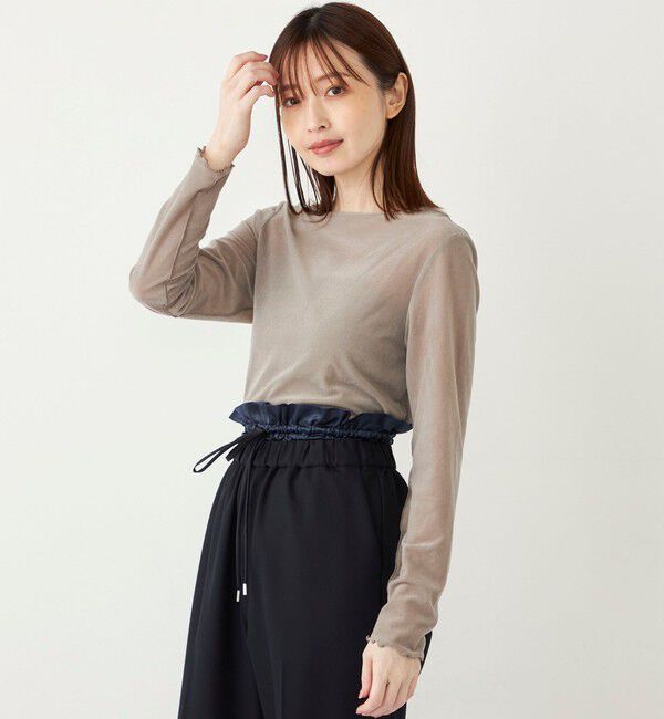 SHIPS Colors 「SHIPS Colors:〈手洗い可能〉メッシュ ポリエステルベロア クルーネック トップス◇」|Tシャツ・カットソー|