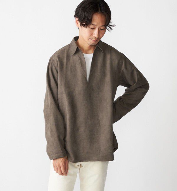 SHIPS「BENCH MARKING SHIRT: スキッパー ポリエステル フェイクスエード シャツ」|シャツ・ブラウス|