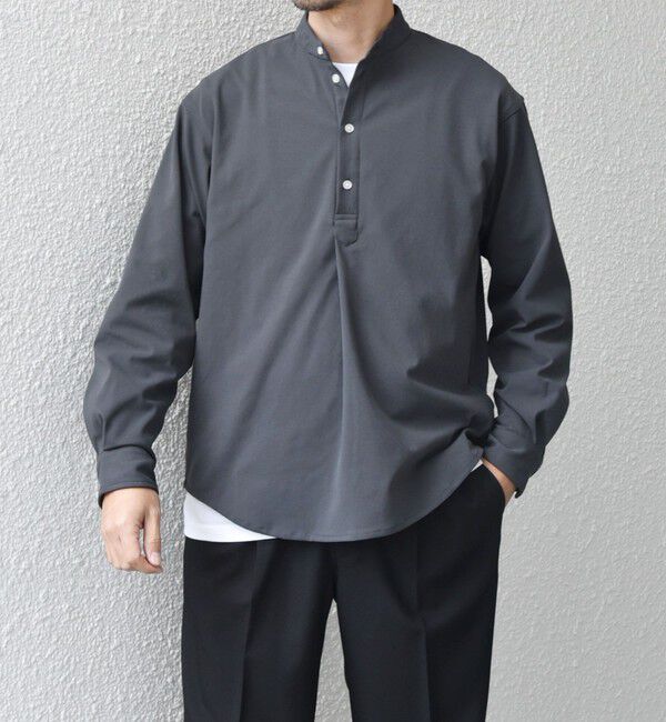 SHIPS any「SHIPS any: SORONA(R) ストレッチ ジャージー バンドスキッパー プルオーバー シャツ◆」|シャツ・ブラウス|ダークグレー