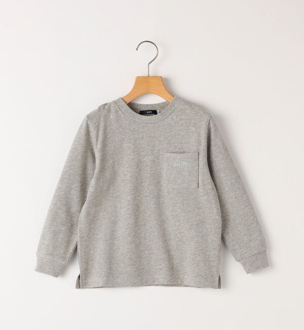 SHIPS KIDS「SHIPS KIDS:100～130cm / SHIPS ロゴ 長袖 TEE」|Tシャツ・カットソー|トップグレー
