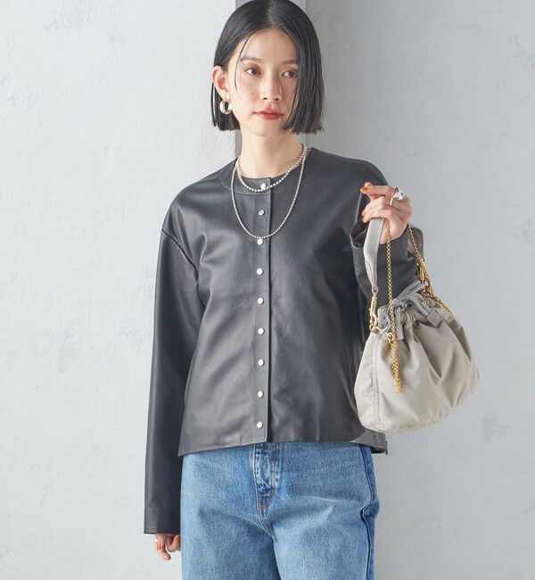 SHEEP レザー ノーカラー ブルゾン（SHIPS for women）｜ルミネの