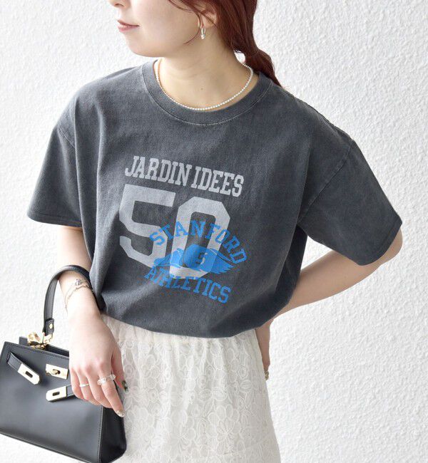SHIPS any「【WEB限定/SHIPS any別注】THE KNiTS:〈洗濯機可能〉ラウンドヘム プリント ショート TEE」|Tシャツ・カットソー|