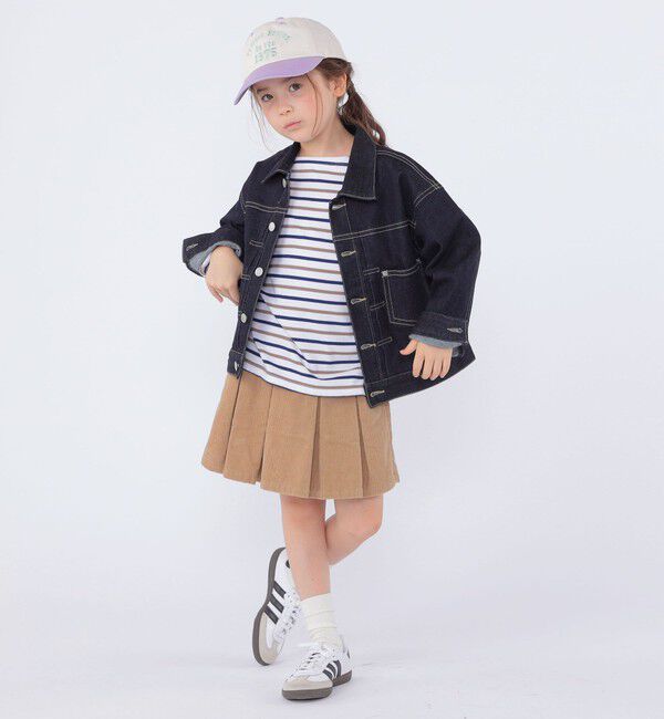 SHIPS KIDS「SHIPS KIDS:100～130cm/ボーダー フリル ロングスリーブ Tシャツ」|Tシャツ・カットソー|