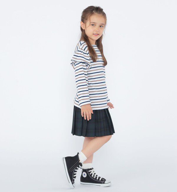 SHIPS KIDS「SHIPS KIDS:100～130cm/ボーダー フリル ロングスリーブ Tシャツ」|Tシャツ・カットソー|