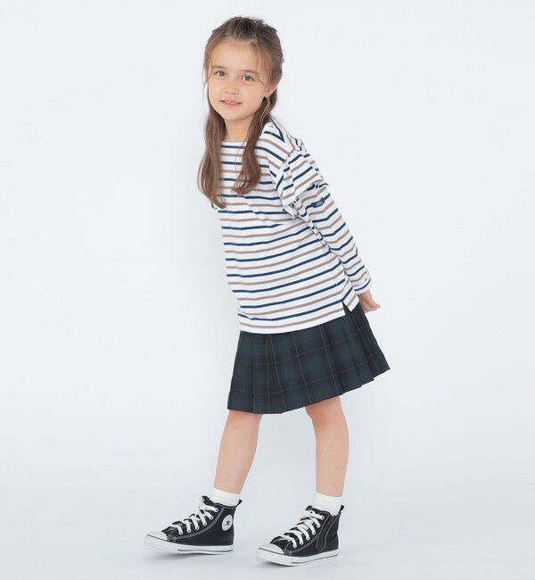 SHIPS KIDS「SHIPS KIDS:100～130cm/ボーダー フリル ロングスリーブ Tシャツ」|Tシャツ・カットソー|
