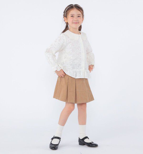 SHIPS KIDS「SHIPS KIDS:100～130cm /刺繍 フリルカラー ブラウス」|シャツ・ブラウス|