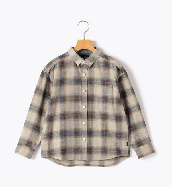 SHIPS KIDS「SHIPS KIDS:140～160cm / ネル チェック ボタンダウン シャツ」|シャツ・ブラウス|ベージュ系