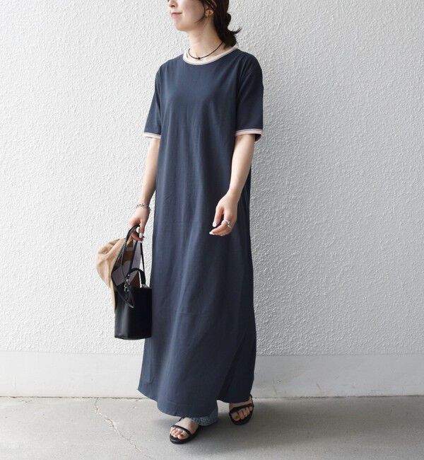 SHIPS any「SHIPS any:〈洗濯機可能〉バイカラー クルーネック TEE ワンピース」|ワンピース|