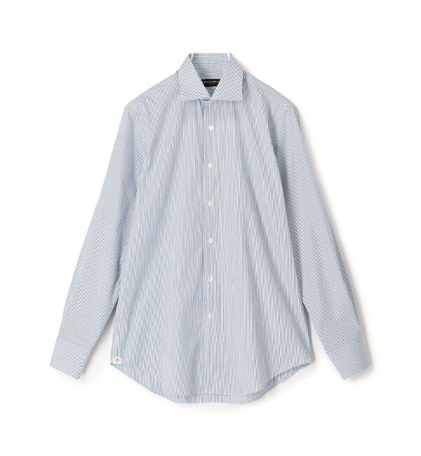 TOMORROWLAND MENS「120/2コットン キャンディストライプ  レギュラーカラー ドレスシャツ」|シャツ・ブラウス|66 ブルー系