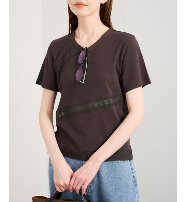 U by SPICK&SPAN「レーステープカットトップス」|Tシャツ・カットソー|
