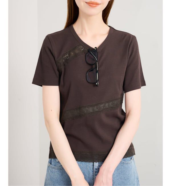 U by SPICK&SPAN「レーステープカットトップス」|Tシャツ・カットソー|