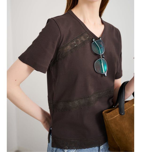 U by SPICK&SPAN「レーステープカットトップス」|Tシャツ・カットソー|