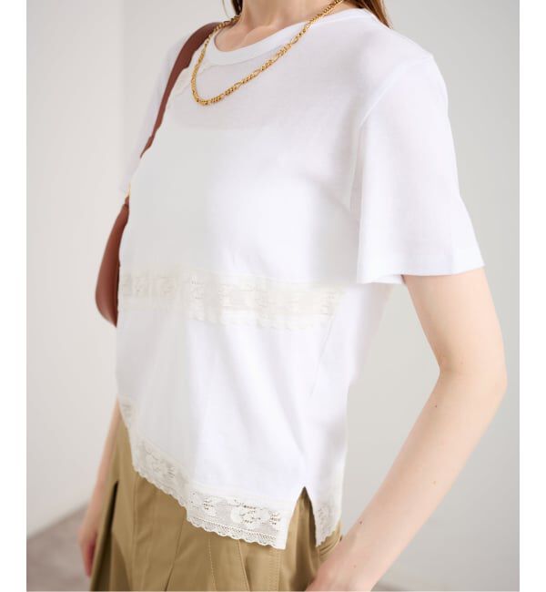 U by SPICK&SPAN「レーステープカットトップス」|Tシャツ・カットソー|