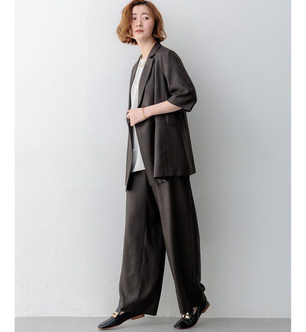 23区「【Oggi掲載】リネンライクグロッシー ハーフスリーブ ダブル ジャケット」|その他|