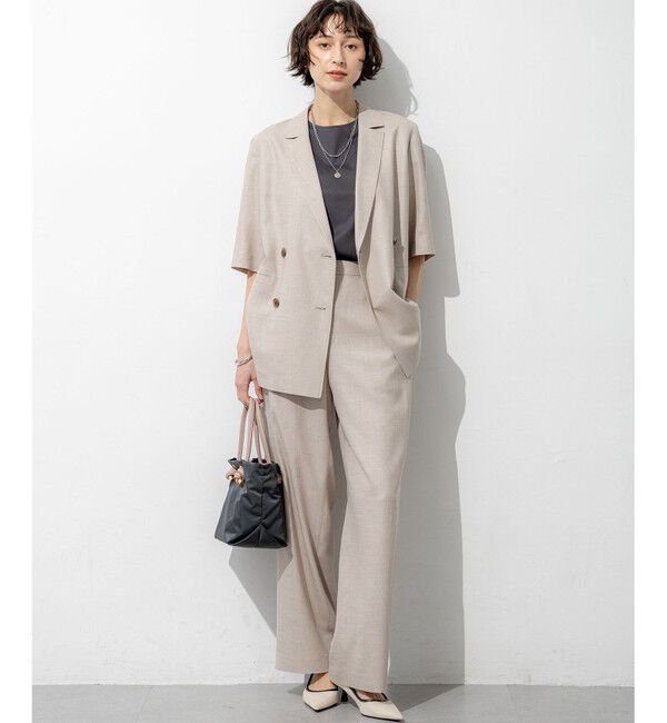 23区「【Oggi掲載】リネンライクグロッシー ハーフスリーブ ダブル ジャケット」|その他|