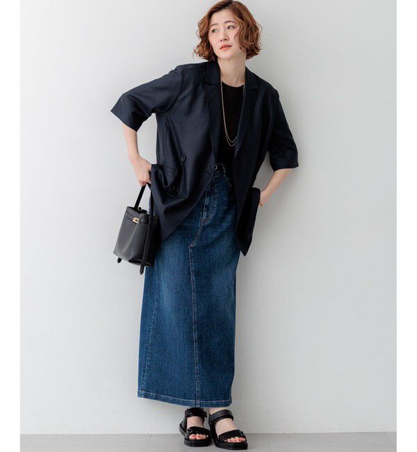 23区「【Oggi掲載】リネンライクグロッシー ハーフスリーブ ダブル ジャケット」|その他|