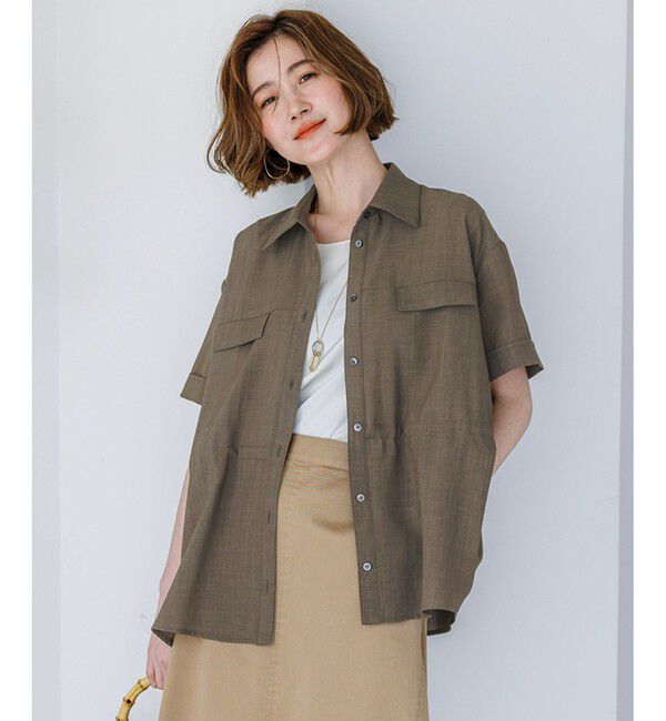 23区「【WEB&一部店舗限定】サスティナクールブッチャー ミリタリー シャツジャケット」|シャツ・ブラウス|カーキ系