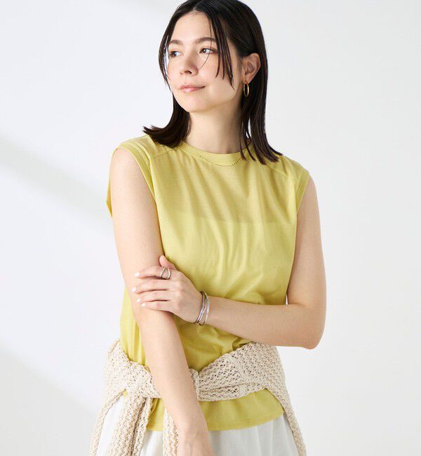 NOLLEY'S「ウォッシャブルシアードライコットンノースリーブプルオーバー」|Tシャツ・カットソー|