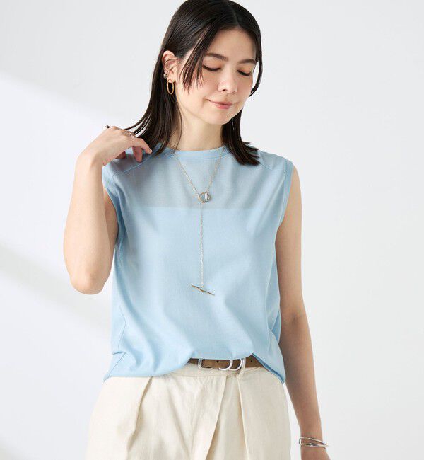 NOLLEY'S「ウォッシャブルシアードライコットンノースリーブプルオーバー」|Tシャツ・カットソー|