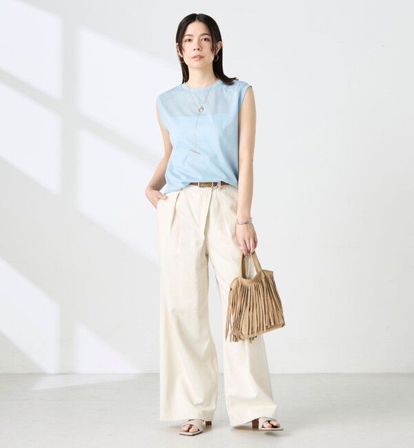 NOLLEY'S「ウォッシャブルシアードライコットンノースリーブプルオーバー」|Tシャツ・カットソー|