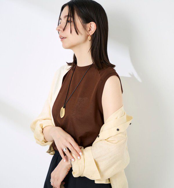 NOLLEY'S「ウォッシャブルシアードライコットンノースリーブプルオーバー」|Tシャツ・カットソー|