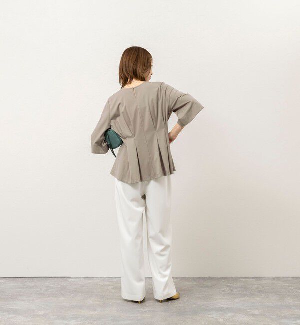 NOLLEY'S「《接触冷感/UVカット》ウォッシャブルハイスペックジャージペプラムプルオーバー」|Tシャツ・カットソー|