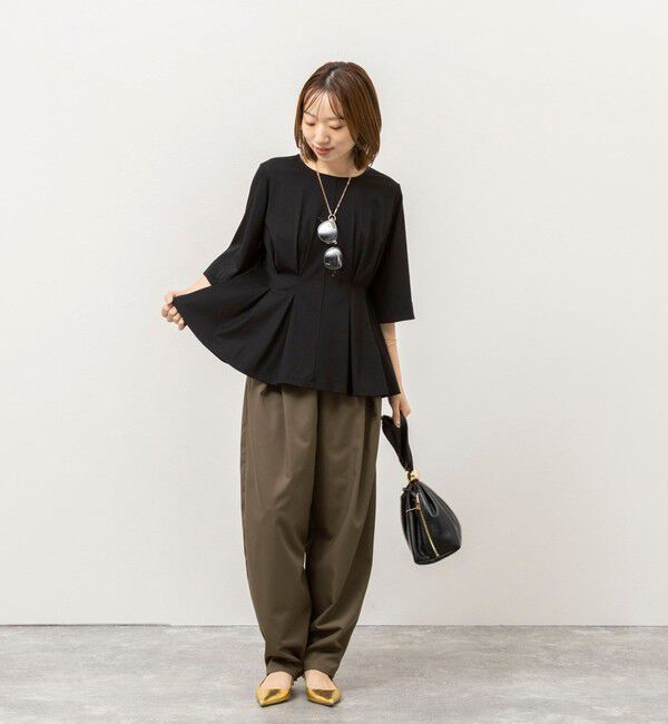 NOLLEY'S「《接触冷感/UVカット》ウォッシャブルハイスペックジャージペプラムプルオーバー」|Tシャツ・カットソー|