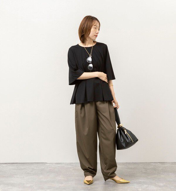 NOLLEY'S「《接触冷感/UVカット》ウォッシャブルハイスペックジャージペプラムプルオーバー」|Tシャツ・カットソー|