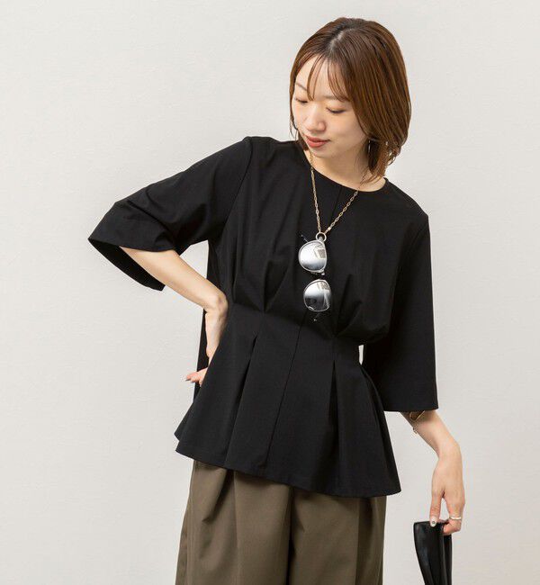 NOLLEY'S「《接触冷感/UVカット》ウォッシャブルハイスペックジャージペプラムプルオーバー」|Tシャツ・カットソー|