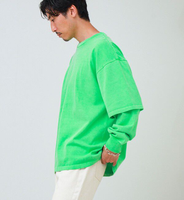 GLOSTER「【1枚でレイヤード完成】ピグメント加工 フェイクレイヤードロンT」|Tシャツ・カットソー|