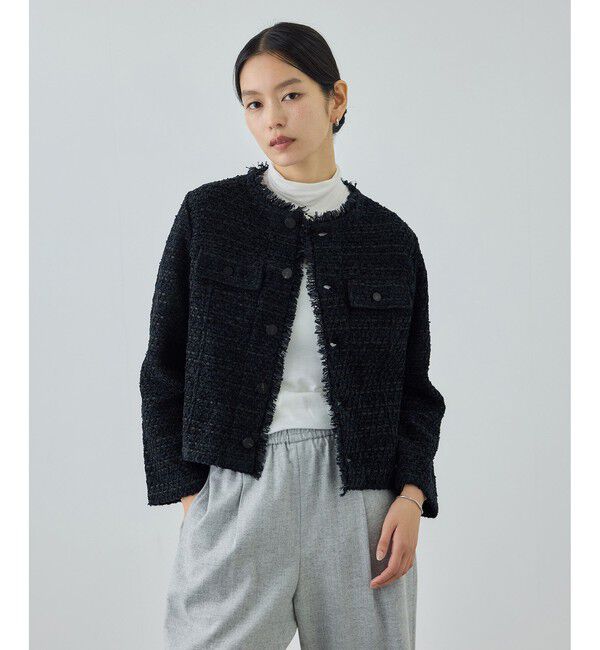 ROPE「【COOHEM(コーヘン)】BASIC TWEED VELVET JACKET」|ノーカラージャケット|