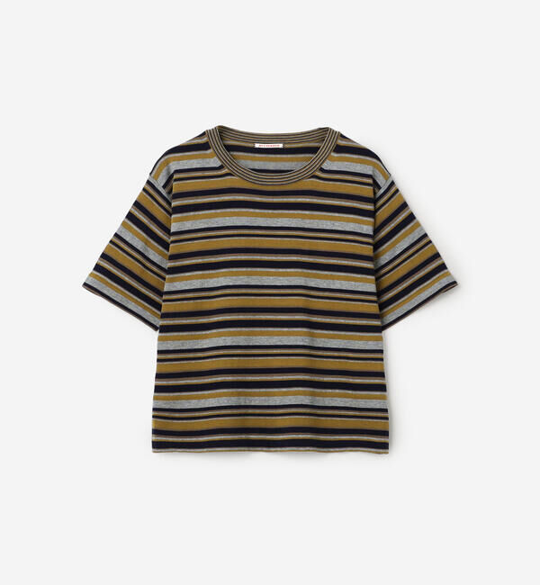  「RYE TENDER |〈別注〉マルチボーダー 半袖クルーネックニット WOMEN」|ニット・セーター|