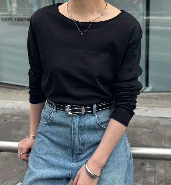  「【人気につき追加販売/接触冷感/吸水速乾】ベーシックシアーロンT」|Tシャツ・カットソー|ブラック