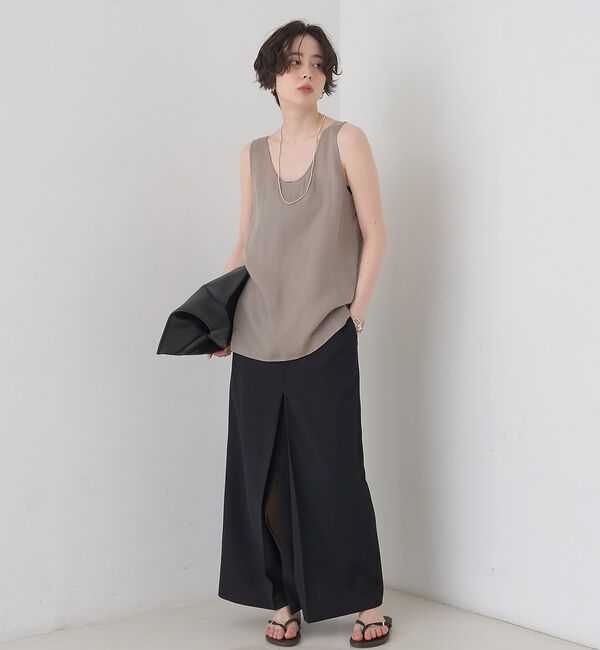 Rouge vif「キュプラフィブリルUネックノースリーブブラウス/ジレ」|シャツ・ブラウス|