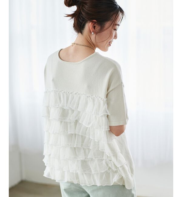  「Perle Peche チュールティアード2wayニット」|ニット・セーター|