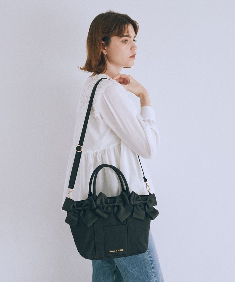 Maison de FLEUR「ボリュームリボン2Wayトートバッグ」|トートバッグ|ブラック