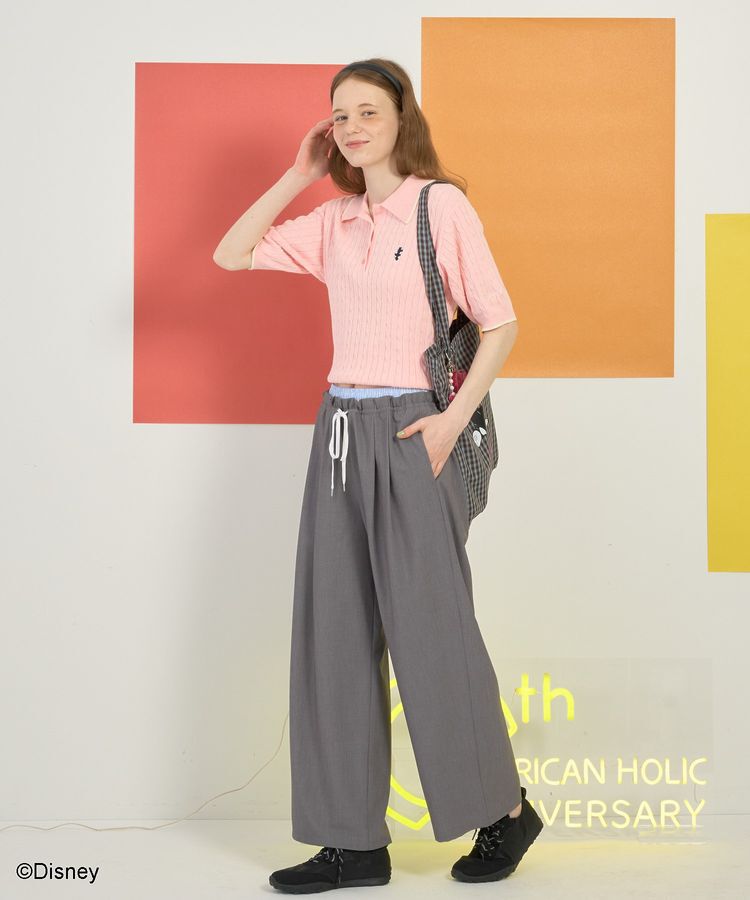 AMERICAN HOLIC「【Mickey&Friends】ケーブルニットポロ」|ニット・セーター|