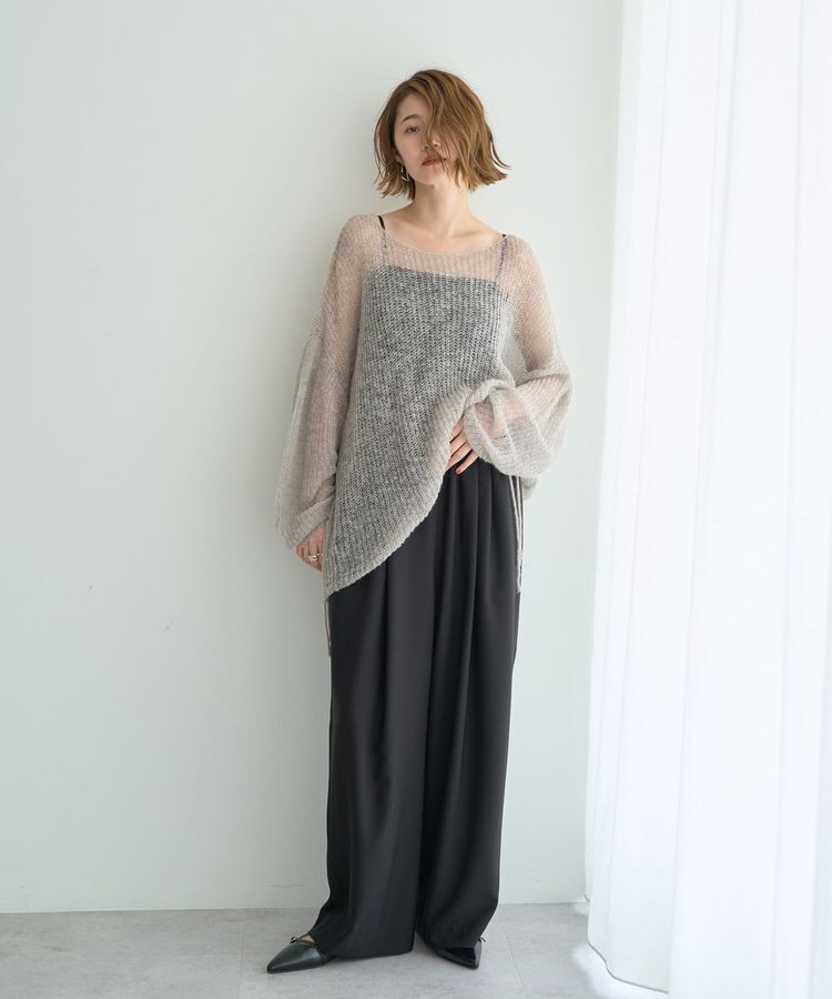 Editt by YECCA VECCA「袖シャーリングシアーニット」|ニット・セーター|