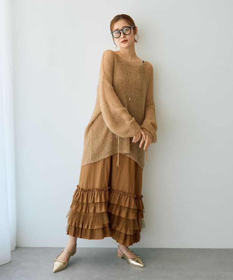 Editt by YECCA VECCA「袖シャーリングシアーニット」|ニット・セーター|