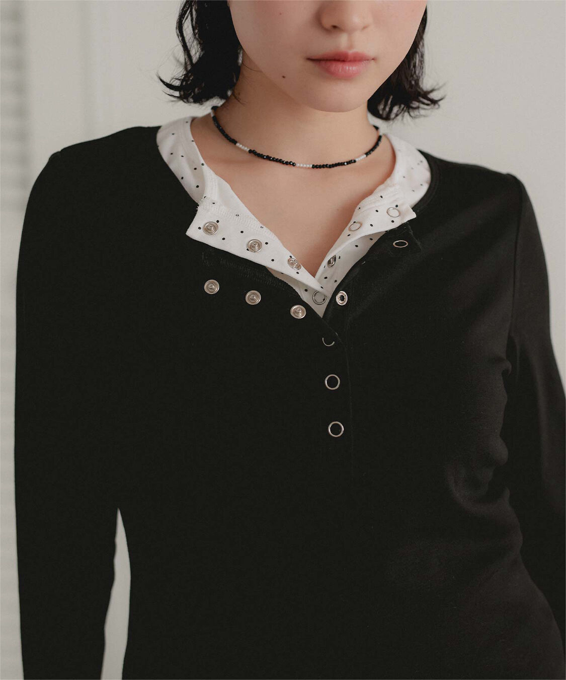 miette「レイヤード風ヘンリーネックトップス」|Tシャツ・カットソー|