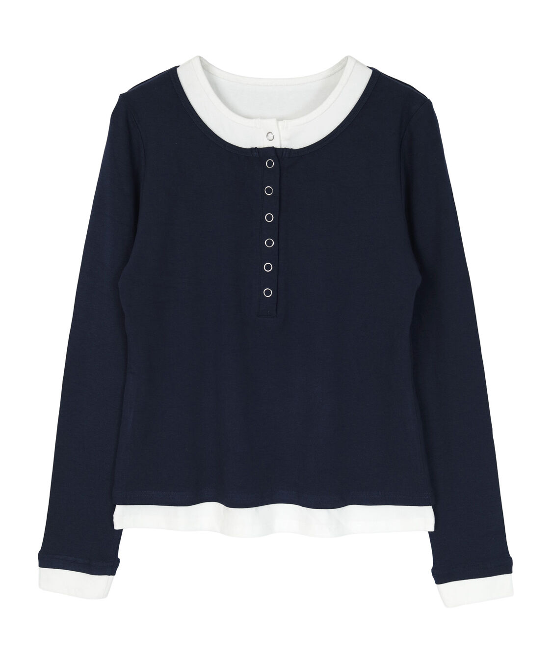 miette「レイヤード風ヘンリーネックトップス」|Tシャツ・カットソー|